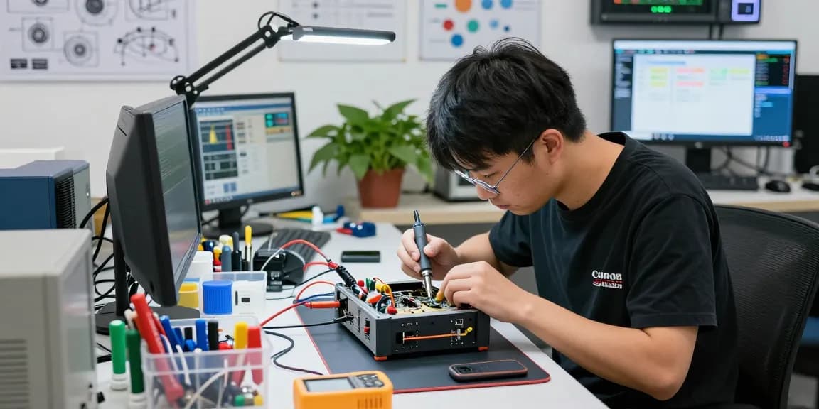 Technician repairing NAGA2000 with advanced tools in a modern workshop