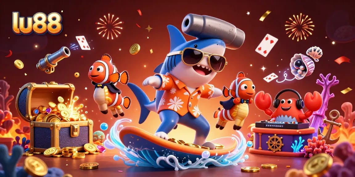 Experience thrilling gaming with lu88 in a vibrant underwater casino world of gold and fun.