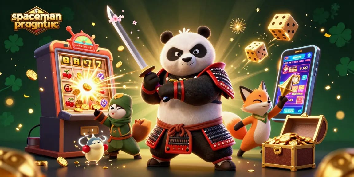 Experience big wins with spaceman pragmatic in this vibrant slot machine scene.