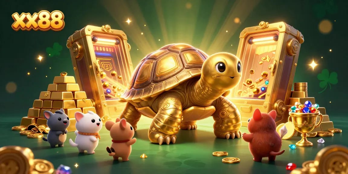 Experience winning at xx88 with a vibrant scene featuring golden treasures and exciting games.