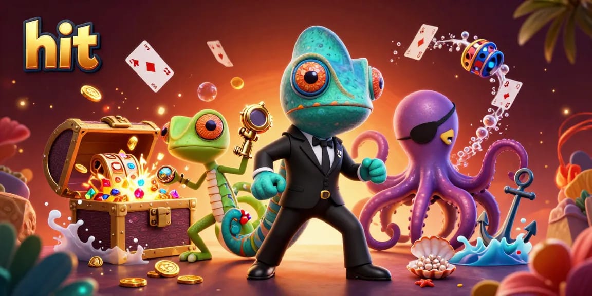 Experience thrilling jackpot chances with hit in this dynamic, colorful 3D casino illustration.