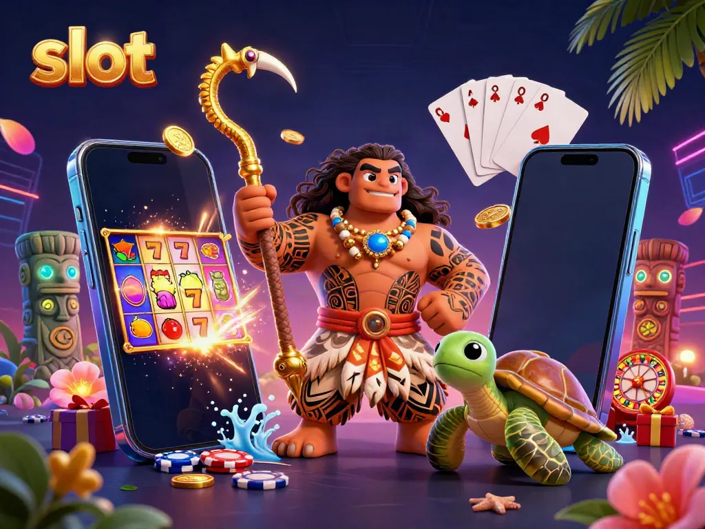 Engaging slot game scene with a demigod hawk, turtle sidekick, and vibrant casino elements