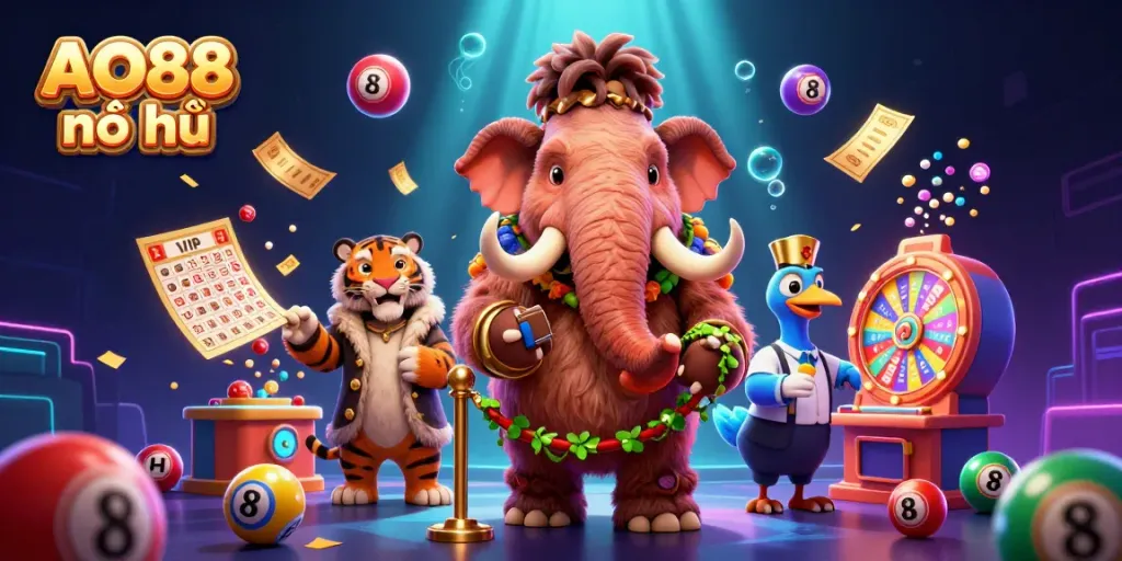 Experience exciting AO88 nổ hũ action featuring colorful lottery elements and engaging characters in a dynamic casino setting.