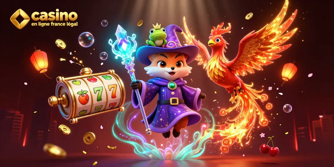 Explorez le monde du casino en ligne France légal avec un rendu 3D de personnages fantastiques jouant sous les feux d'artifice.