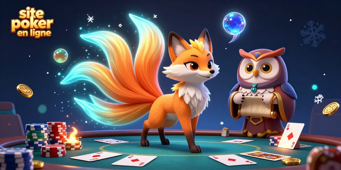 Jouez sur le site poker en ligne avec une illustration dynamique et des éléments de jeu captivants.