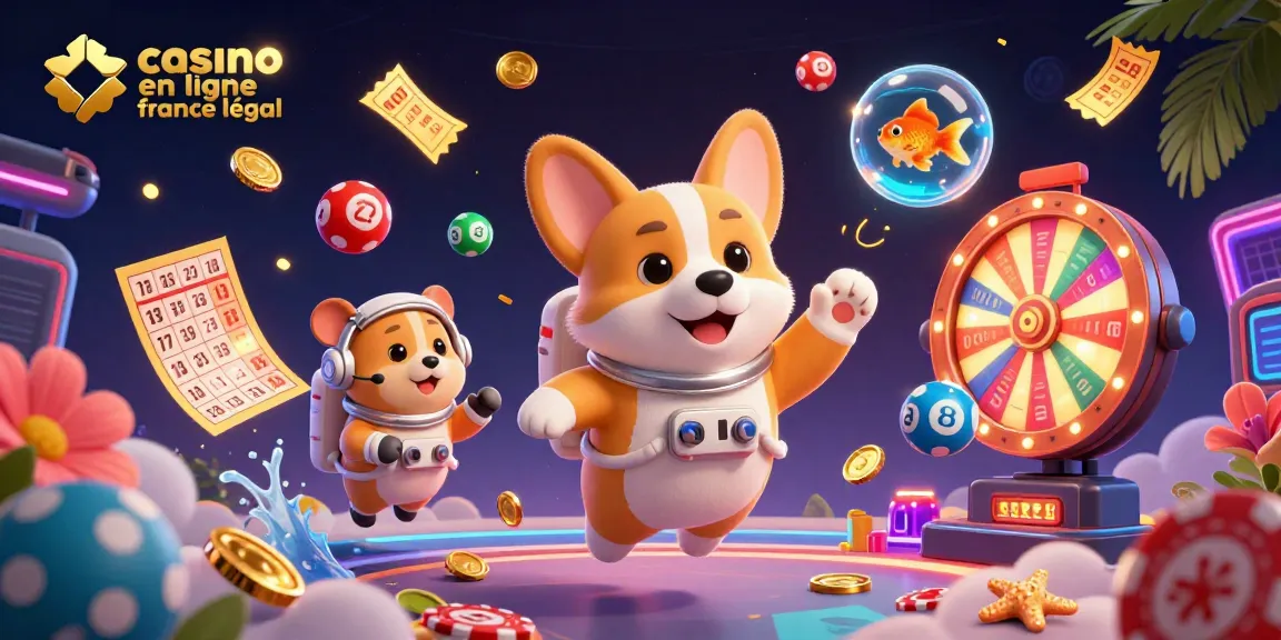 Vivez l'expérience d'un casino en ligne France légal avec un corgi astronaute flottant et des éléments de jeu captivants.