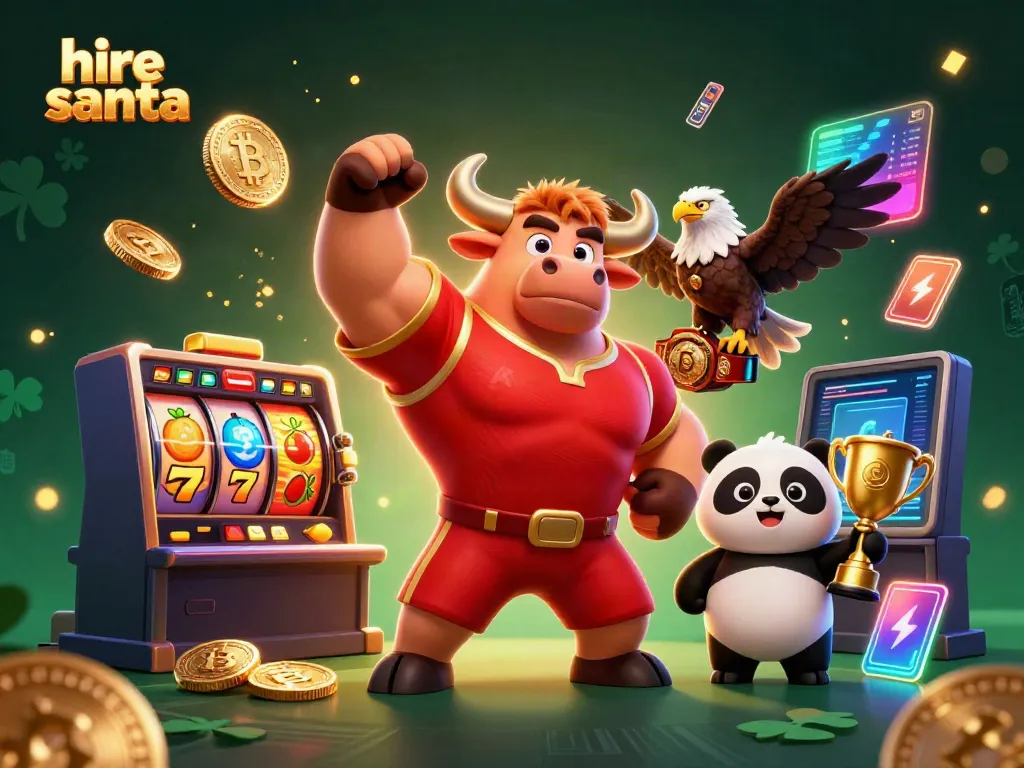 Enjoy the excitement of hire santa with a vibrant casino scene featuring engaging characters and symbols.