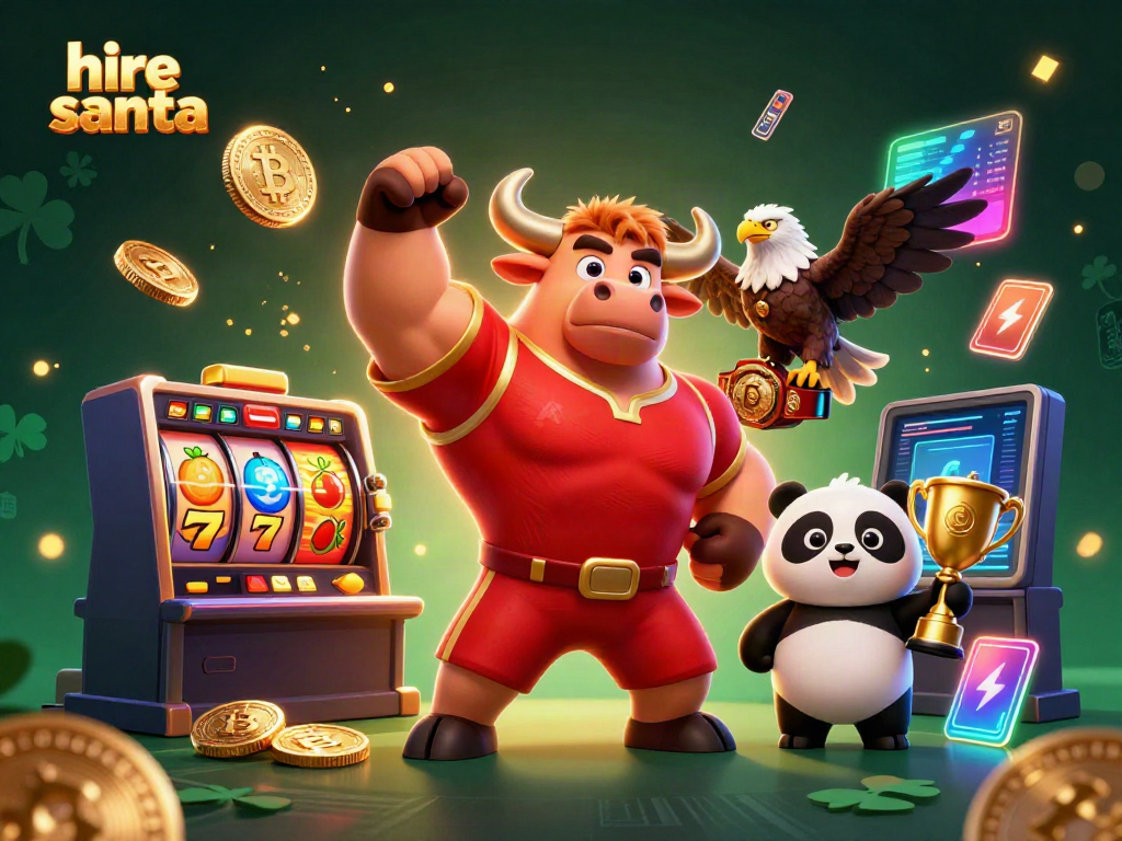 Enjoy the excitement of hire santa with a vibrant casino scene featuring engaging characters and symbols.