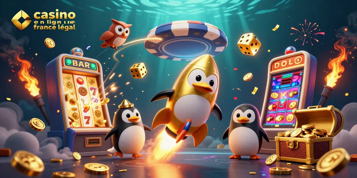 Un casino en ligne France légal accueillant un pingouin doré et un jackpot explosif de pièces.