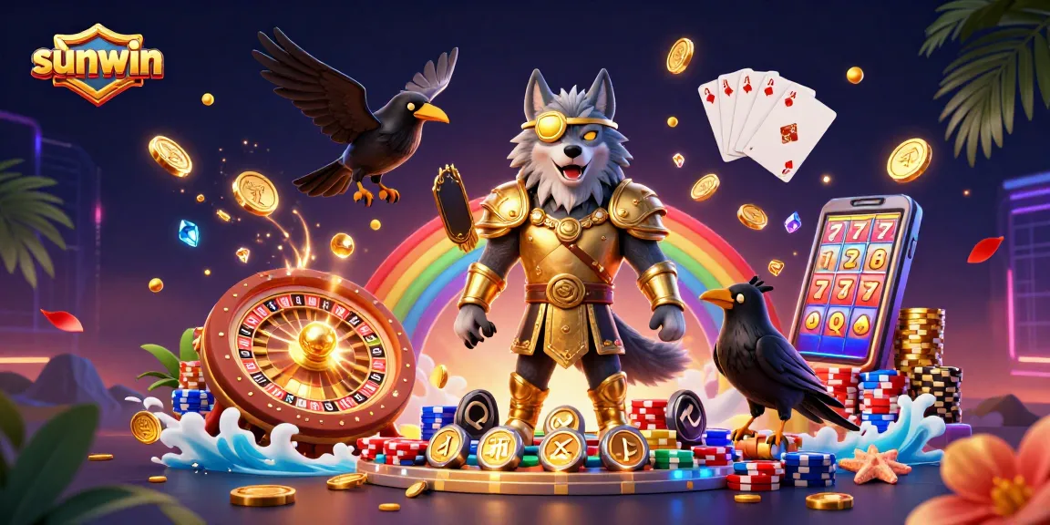 Experience the thrilling world of sunwin with vibrant casino elements and mythological characters.