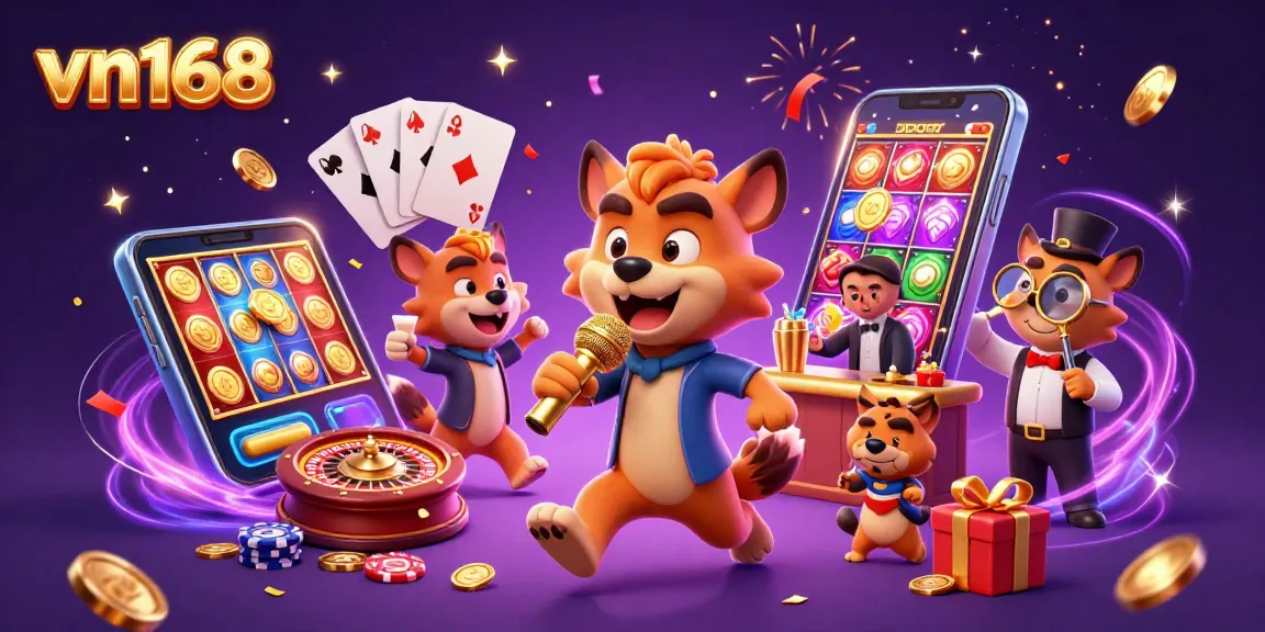 Experience the excitement of vn168's casino with hyena characters in a comedy club setting.