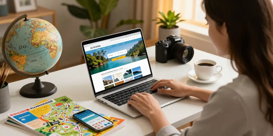 Exciting travel planning scene with Motchill, showcasing destination browsing and travel guides.