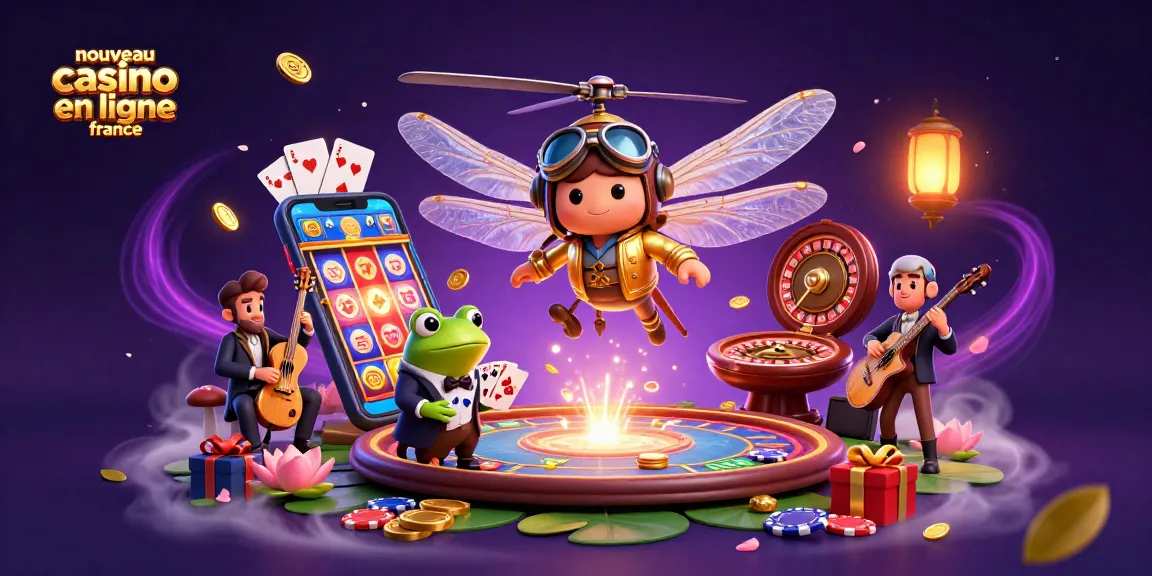 Un dragonfly pilote d'hélicoptère et un croupier grenouille animent un nouveau casino en ligne en France.