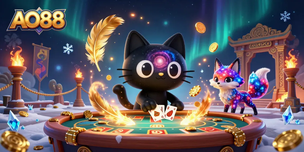 Pull in golden chips at the AO88 cosmic casino with a black hole cat and nebula fox.