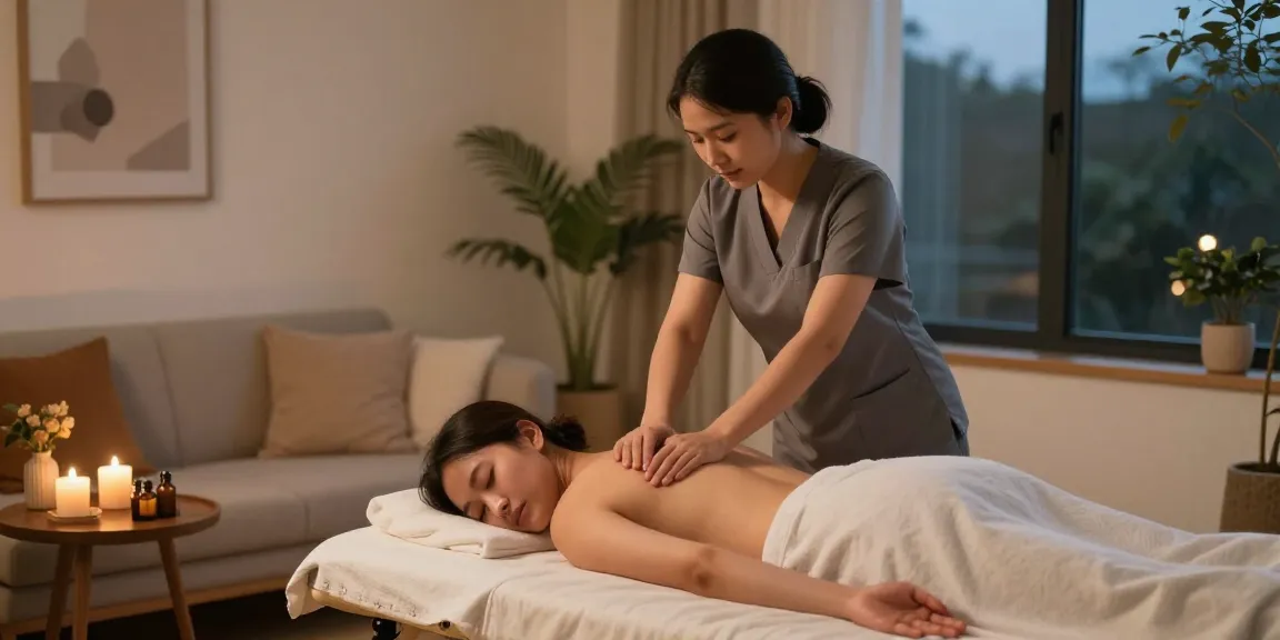 Experience premium 구로출장마사지 in a serene home setting with professional therapist and calming ambiance.