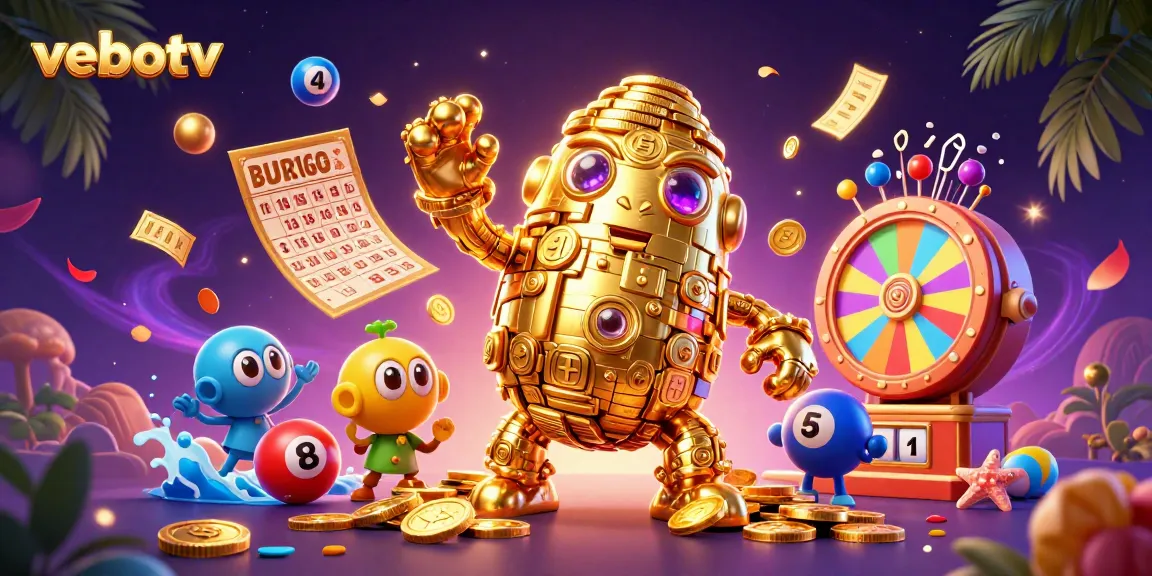 Experience the excitement of vebotv with an immersive casino scene featuring gold coin golem and vibrant lottery elements.