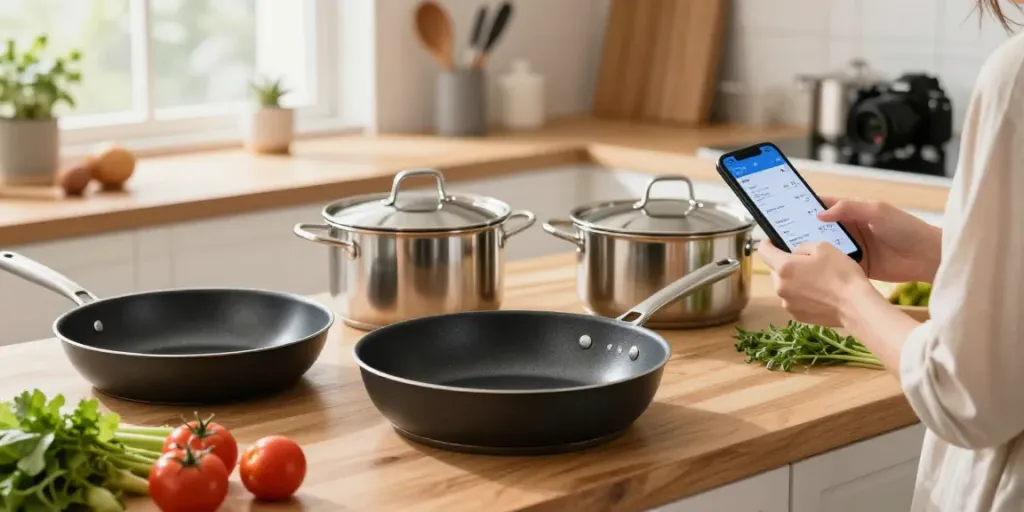 Explore CookWare Price in Bangladesh with diverse cookware options in a bright kitchen.
