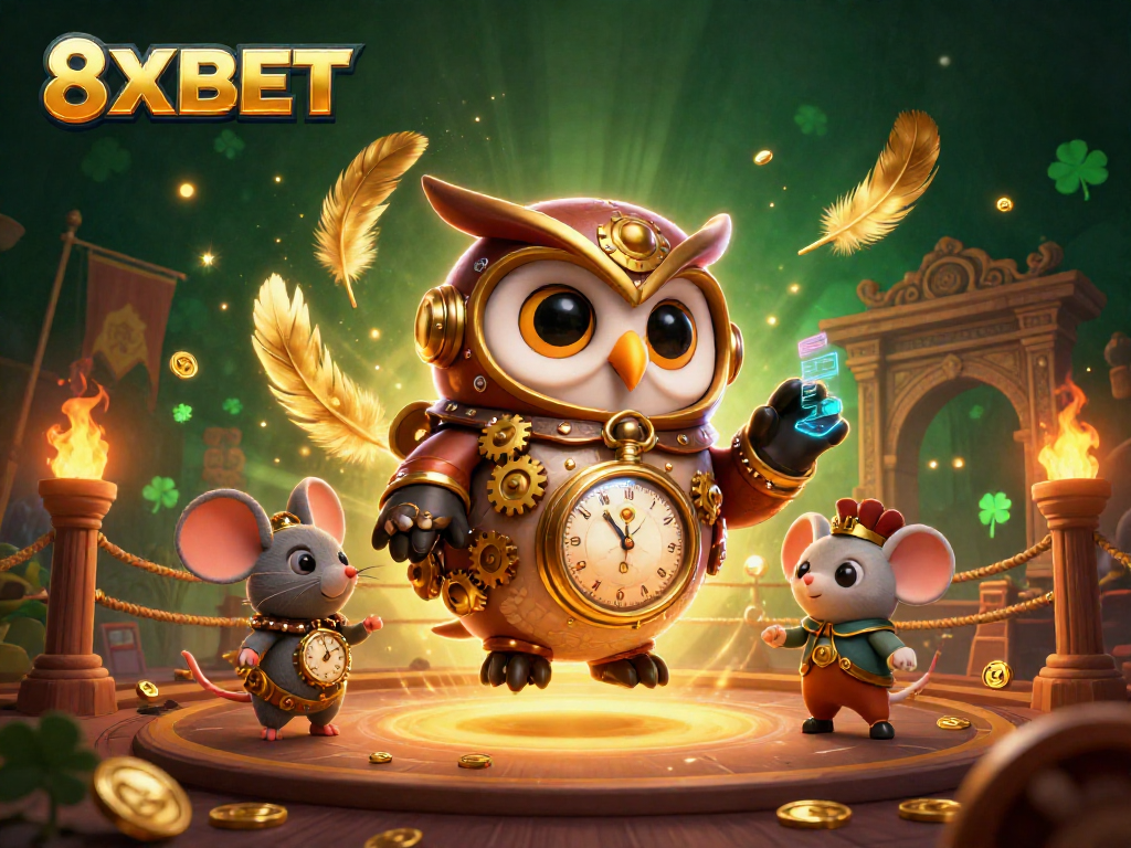 Engage in thrilling gaming adventures at 8XBET with vibrant steampunk visuals and casino elements.
