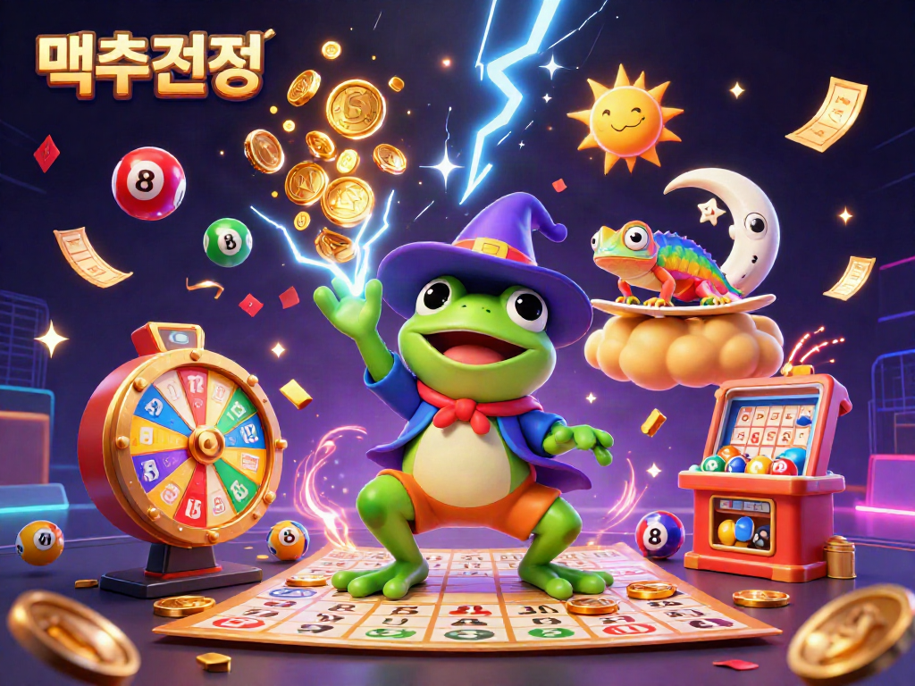 Experience 먹튀검증 excitement with vibrant lottery elements and 3D characters in a colorful casino scene.