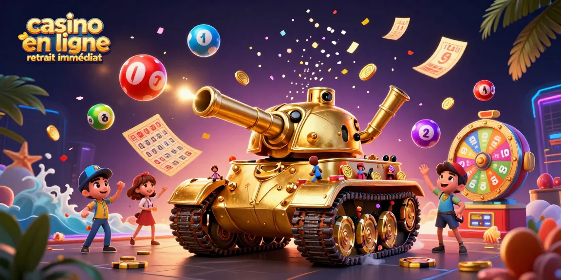 Casino en ligne retrait immédiat avec un tank en or offrant un casino miniature à l'intérieur.