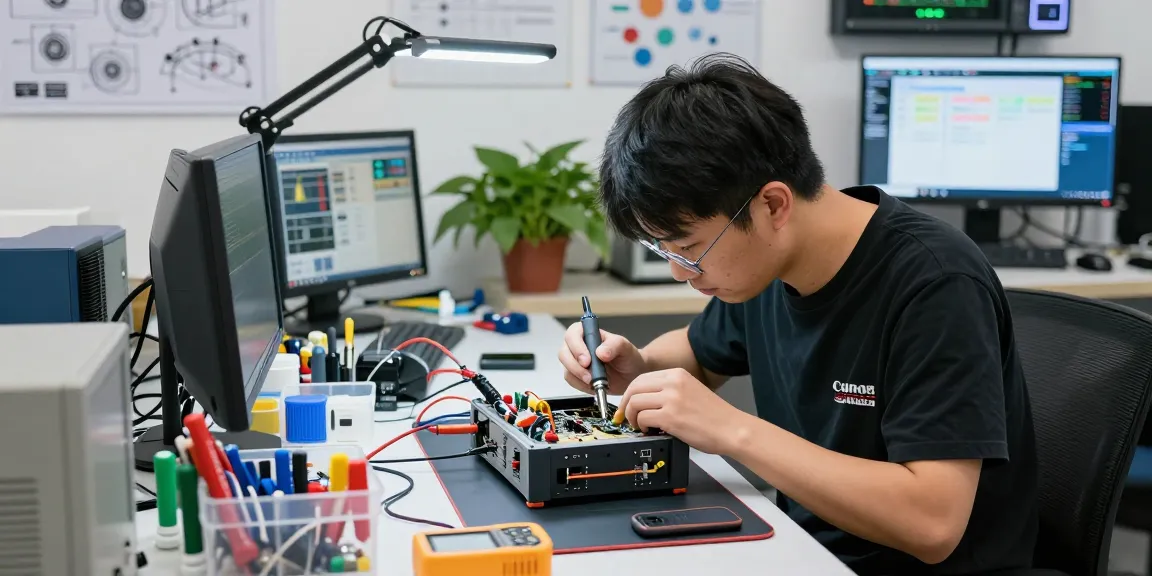 Technician repairing NAGA2000 with advanced tools in a modern workshop