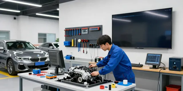Expert technician servicing a BMW at a professional BMW werkstatt hannover.
