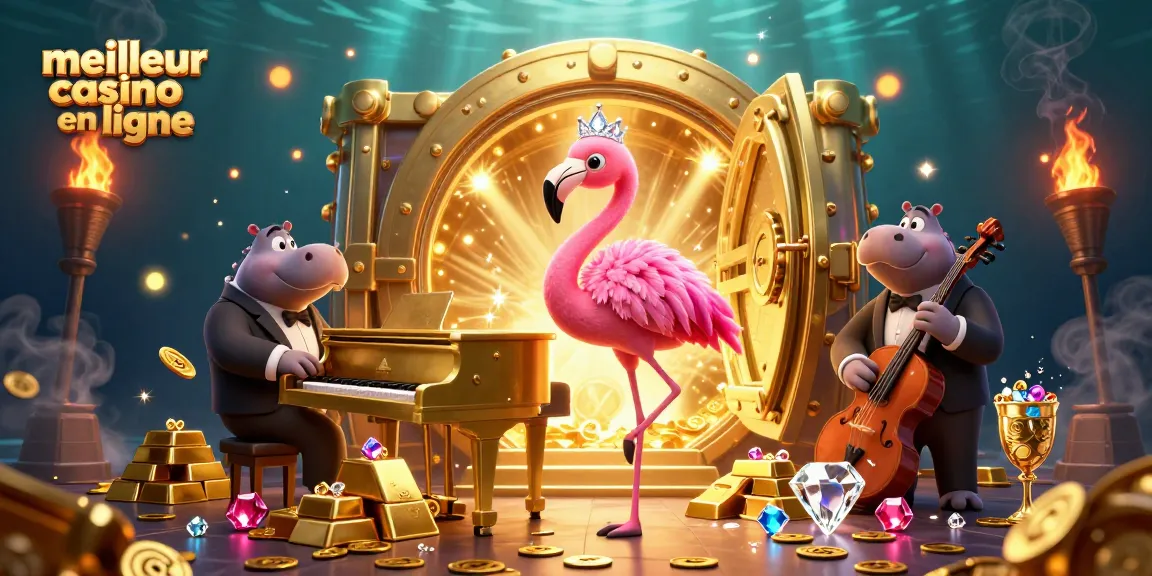 Plongez dans l'univers du meilleur casino en ligne avec des personnages colorés entourés de trésors scintillants.