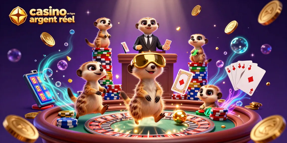 Profiter d'un casino en ligne argent réel avec des suricates dans un décor vibrant et dynamique.