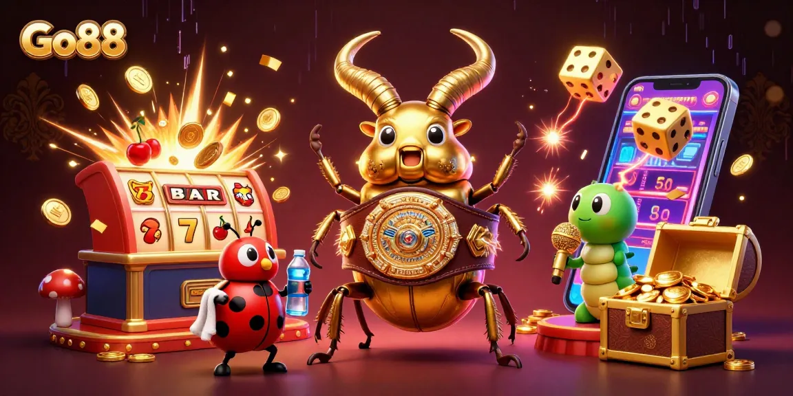 Experience epic wins at Go88 with vibrant 3D casino elements celebrating excitement and gameplay.