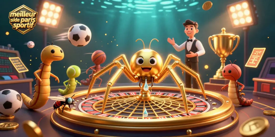 Placer des paris sur le meilleur site de paris sportif avec une araignée dorée et un croupier centipède.