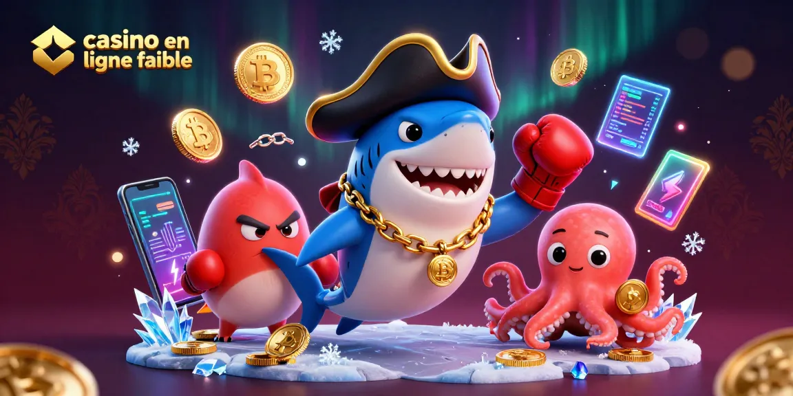 Explorez un casino en ligne fiable avec un requin pirate et un poulpe tenant des pièces d'or.