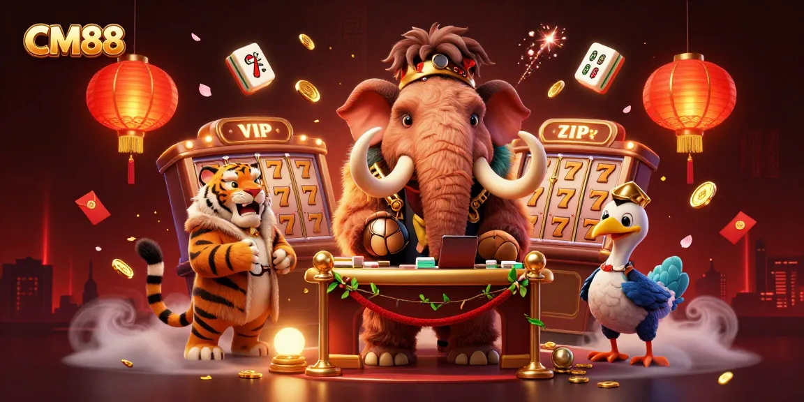 Boost your luck with CM88 casino featuring vibrant characters and casino elements.