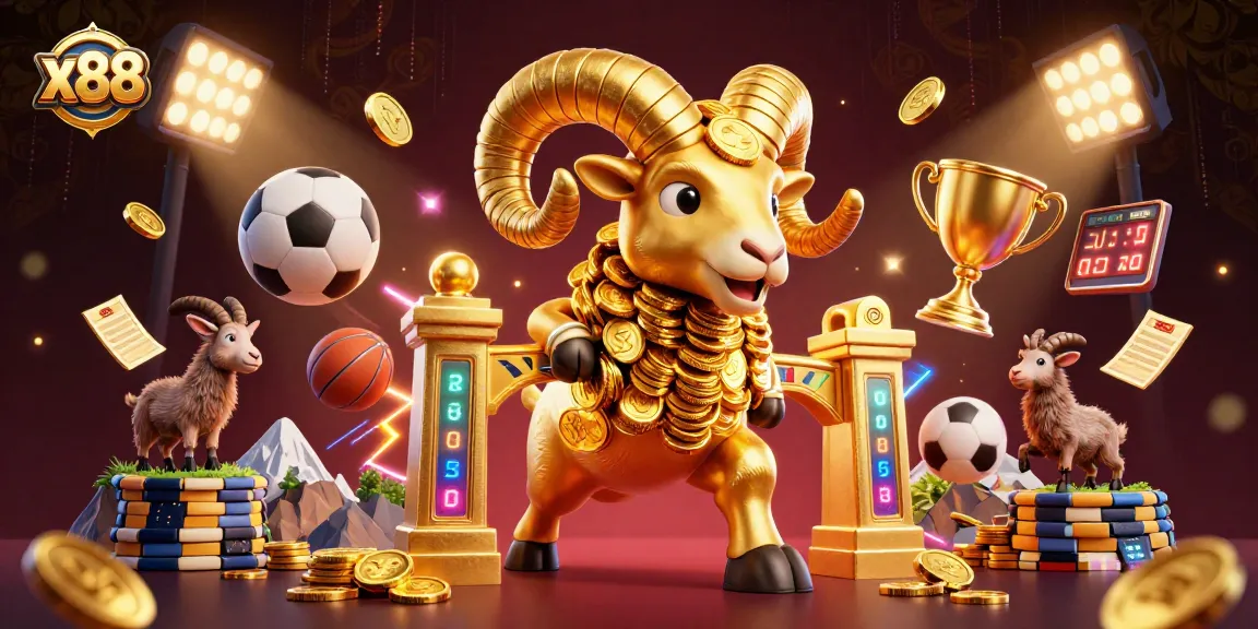 x88 presents an exciting 3D bustling casino scene with vibrant sports elements and dynamic gameplay.