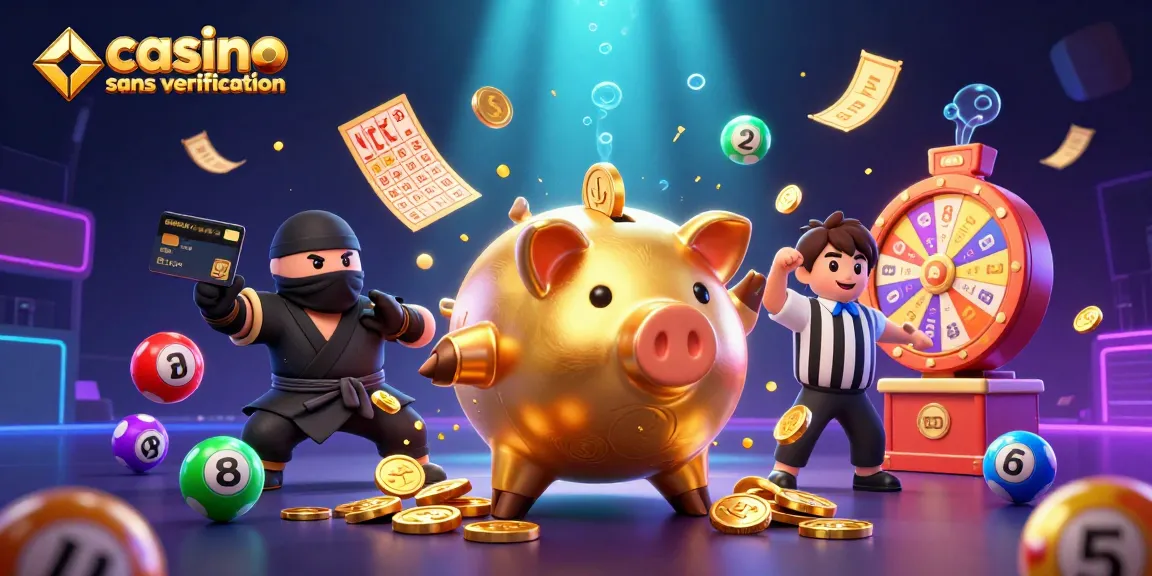 Illustration dynamique de casino sans vérification avec un sumo, un ninja, et un samouraï