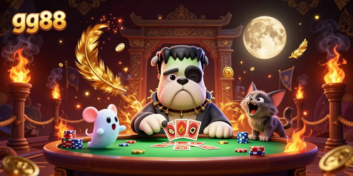 gg88 attracts players with a lively 3D casino scene featuring a monster dealer and exciting game elements.