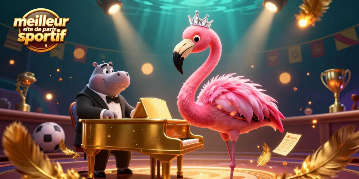 Découvrez le meilleur site de paris sportif avec une scène de casino vibrant, incluant des personnages animés et divers éléments de pari.
